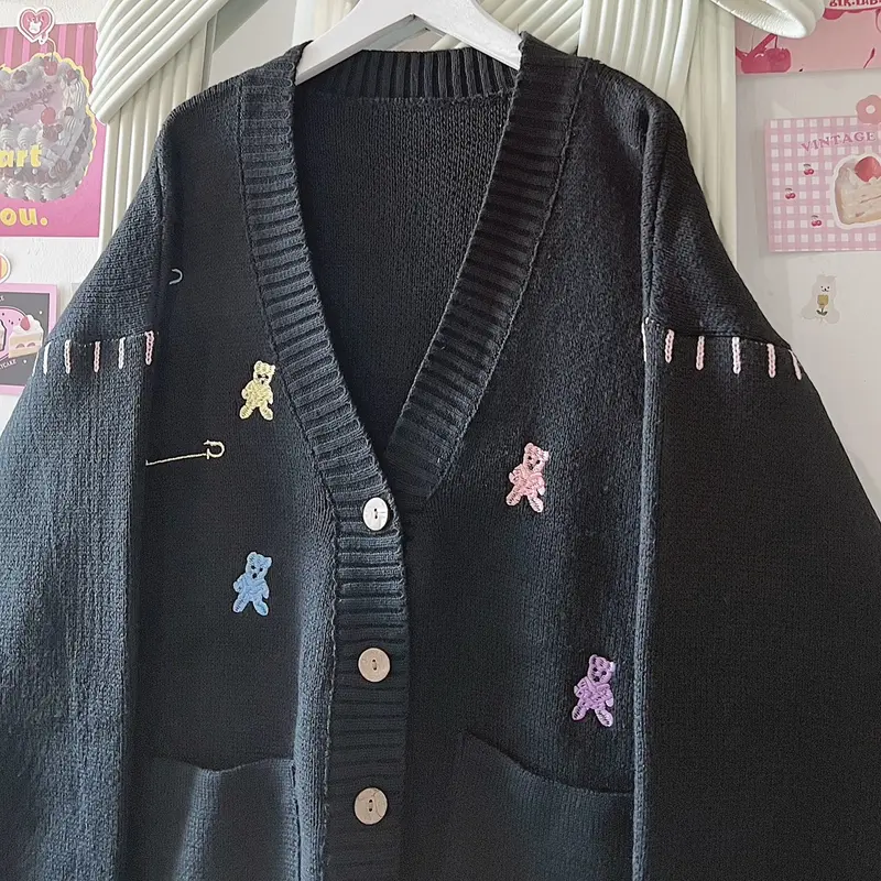 ÁO CARDIGAN GẤU TRẮNG SẮC MÀU / GẤU ĐEN SẮC MÀU 3