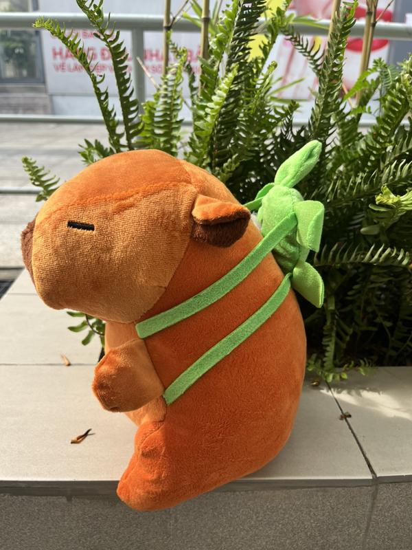 Gấu Bông Capybara Chuột Lang đeo cặp rùa Đáng yêu 28cm - Gấu Nhà Bé Thú Nhồi Bông Thú Bông Toy Đồ Chơi Phát Nhạc gấu bông gau bongs 0