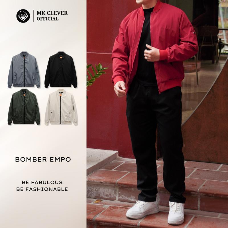Áo Khoác Bomber EMPO MK CLEVER, Áo Khoác Vải Gió Phủ Nano, Áo Khoác 3 Lớp, Trần Bông Dày Dặn, Form Dáng Trẻ Trung Menswear Nam