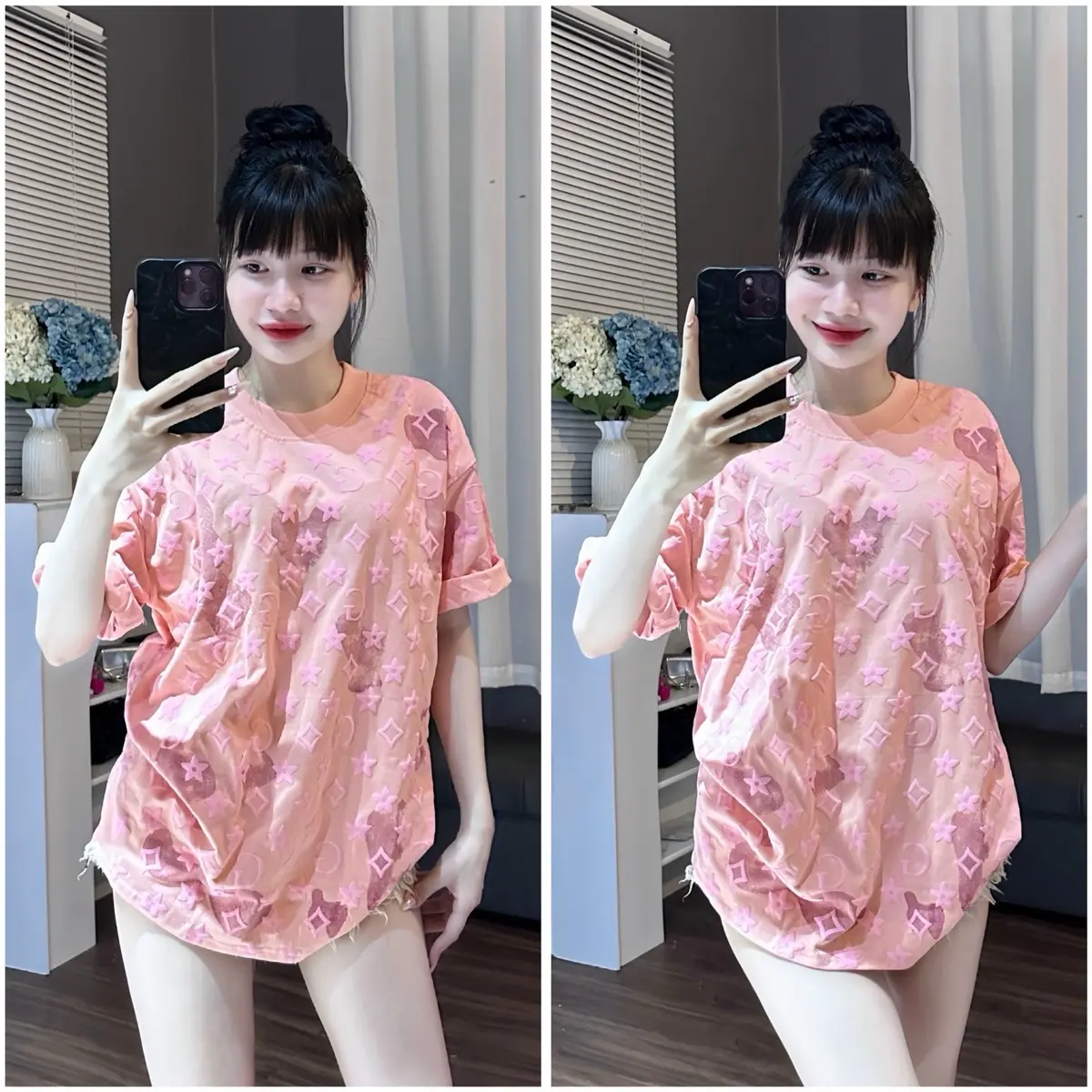 ÁO THUN UNISEX FORM RỘNG DẬP NỔI FULL ÁO CHỮ G COTTON