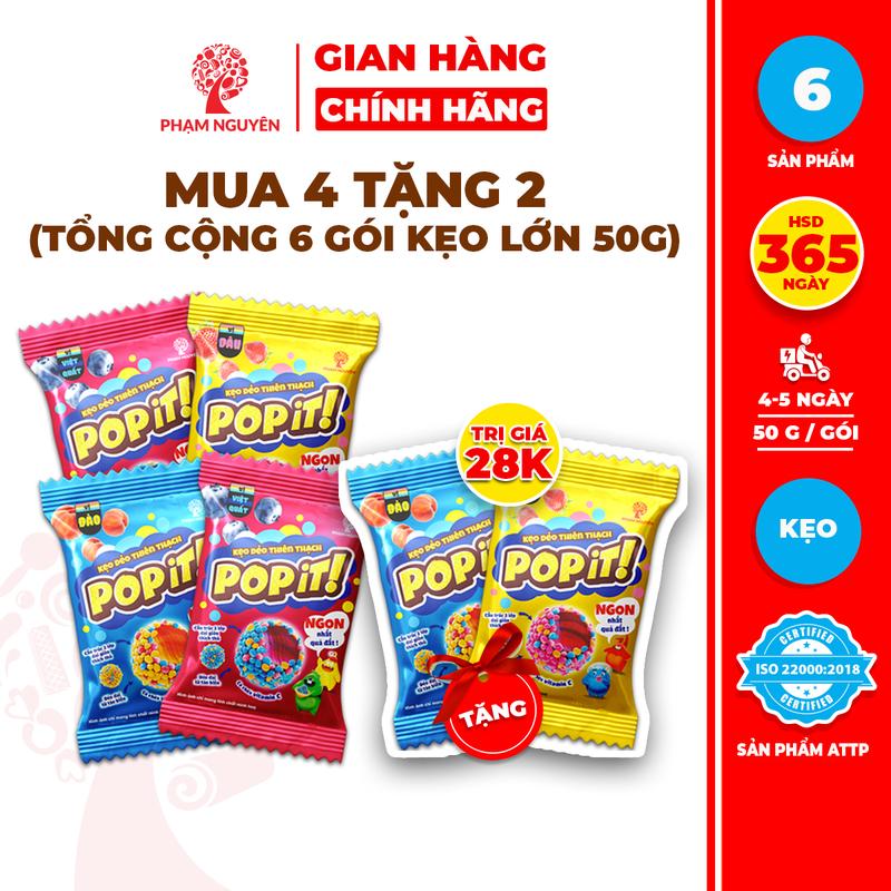 [MUA 4 TẶNG 2] Tổng cộng 6 Gói Lớn Kẹo Dẻo Thiên Thạch Từ Nước Ép Trái Cây Thật Popit 50g | Kẹo Dẻo | Đồ ăn vặt | Snack Food | Sour Candy | Kẹo Chua