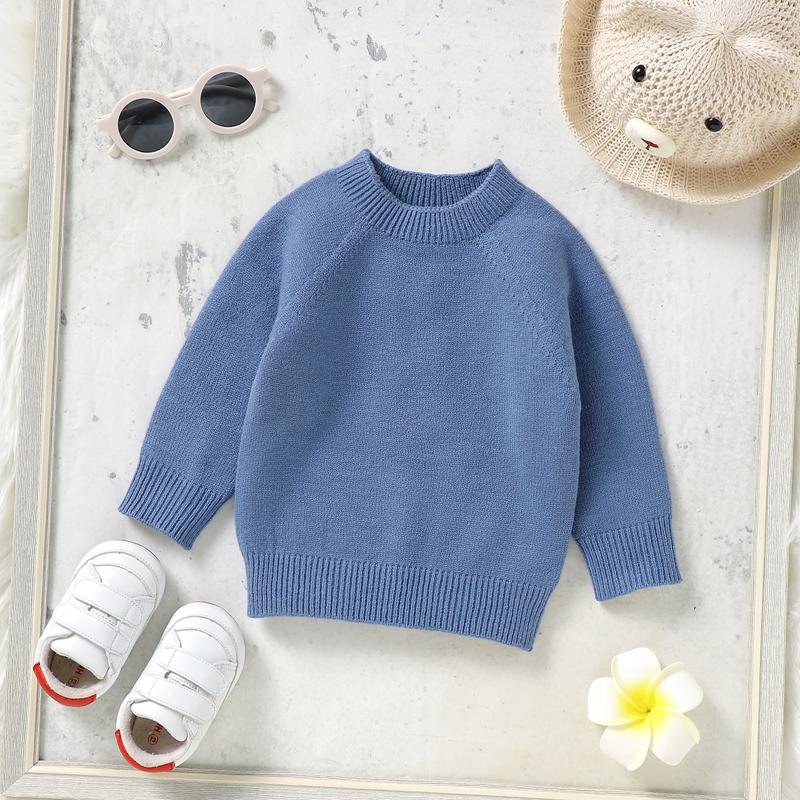 Product Introduction of Toddler Autumn Winter Knit Sweaters Long Sleeve Round Neck Solid Color Knitwears 55