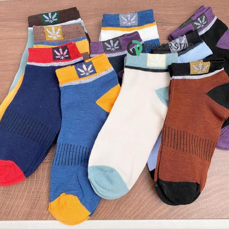 Kaus kaki bernapas berkualitas tinggi untuk olahraga dan mode dalam warna bisnis dengan desain daun maple - 10 pasang 6