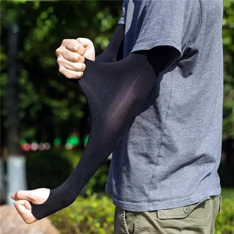 Fingerless Gardening Gloves, 1 Pair High Elasticity Breathable Sun Protection Arm Sleeves, Outdoor Riding Fishing Custom Ice Silk Sleeve 2