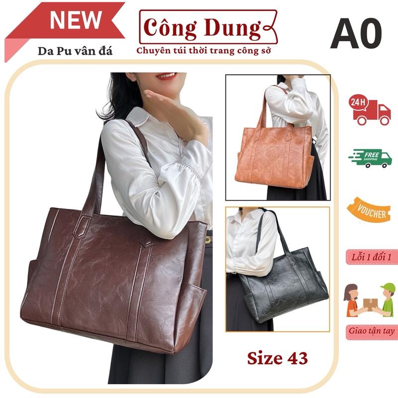 Mã A0 Fom mềm Size To 43cm Túi xách công sở thời trang da mềm lót vải canvas s vừa laptop 16, 17inch Bag Đeo Vai Bag Đeo Vai Tote túi đựng laptop cho nam nữ kiểu dáng trơn Chữ Nhật