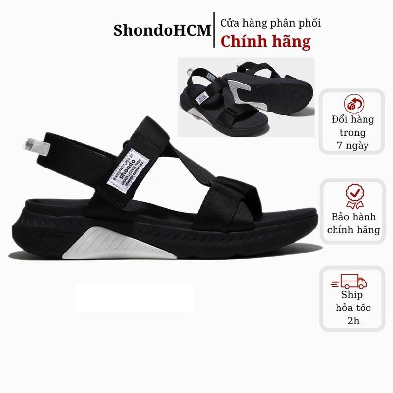 Giày Shondo nam nữ F7 racing đen fulll F7R1010 Dép xăng đan Đế Bằng DéP