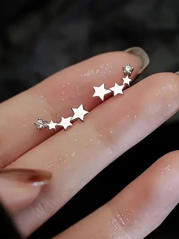1 Pair Minimalist Star Design Stud Earrings, Casual Simple Earrings for Women, Fashion Accessories for Daily Use 2