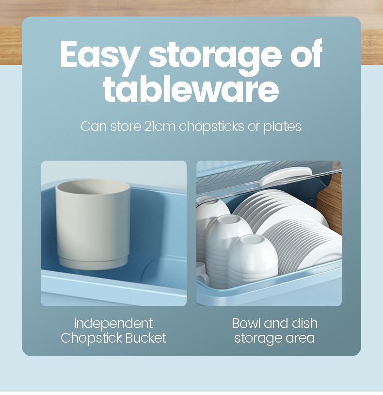 Product Introduction of Send 50pcs Cling Films High-Capacity Bowl Chopstick Storage Box Drawer Style Drain Rack Household Rack With Lid Kitchen , Plate Box ,  Shelves Dish Kitchenware Cup Cutlery Drip Tray Holder Moving Shelf Wall Cabinets Organiser 12