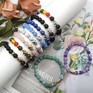 Product Introduction of 1PC Natural 8mm 7 Chakra Beads Bracelet - Yoga Meditation Buddhist Elephant Stone Healing Jewelry with Essential Oil Diffuser for Women Men Stress Relief Gift 14