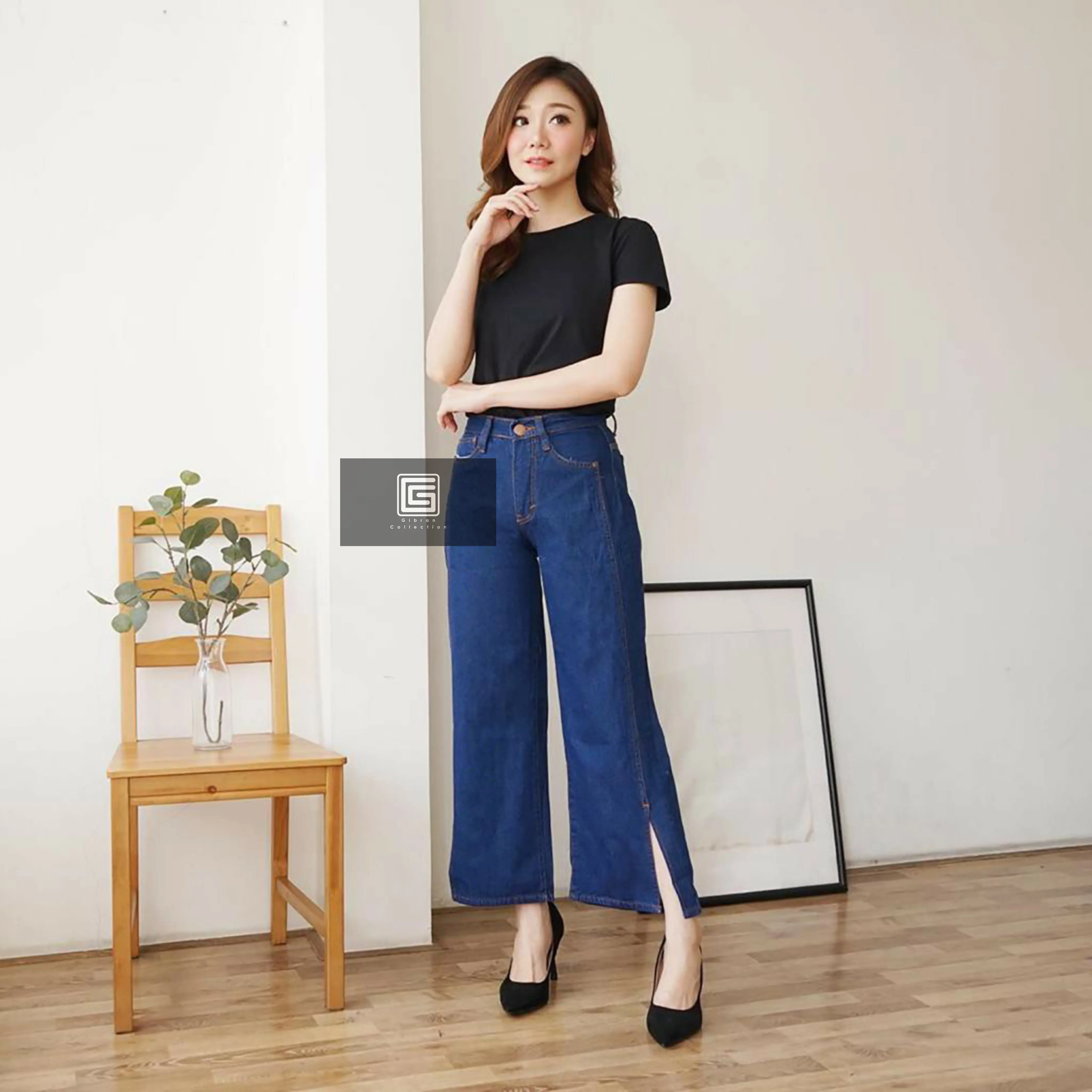 KULOT BELAH PREMIUM // KULOT HIGHWAIST BELAH Polos Bahan Grey 10 Os