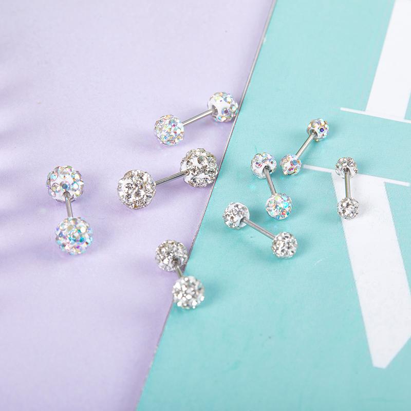 Bông Tai Đinh Tán Bóng Tròn, Thời Trang, Unisex, Dành Cho Phụ Nữ Và Nam Giới, Được Làm Bằng Thép Titan Phụ Kiện Sáng Bóng 3