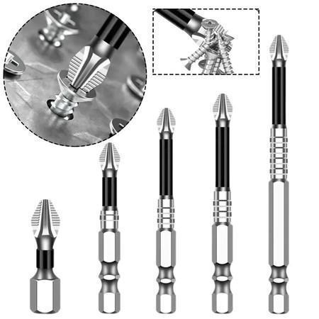 Set 5 Pcs Phillips Bit Magnet Kuat Anti Slip Kekerasan Tinggi Bor Tangan Baja Wolfram Obeng Listrik Perkakas Set