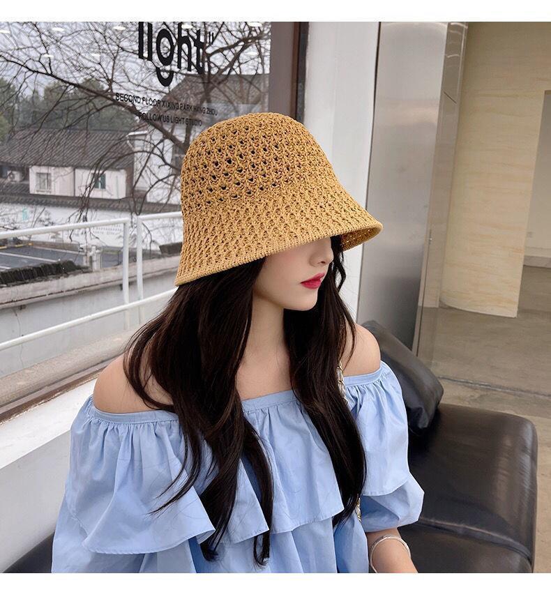 Product Introduction of 1157Fashion Luxury Women's Summer Straw Bucket Hat - Wide Brim, Foldable, Hollow, Sun Visor#FashionHat #SummerStyle #WomenFashion bucket hat 20