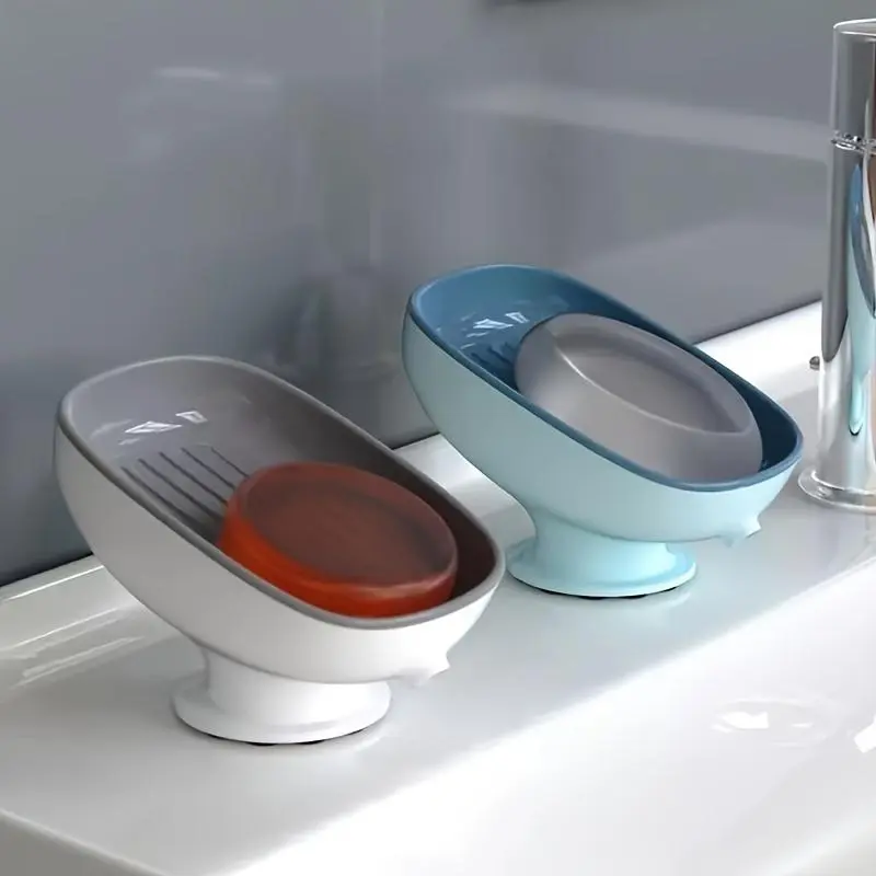 Bathroom Soap Dish, Wall Mounted Soap Bar Holder with Suction Cup, Soap Drain Dish, Bathroom Supplies, Home Supplies 2