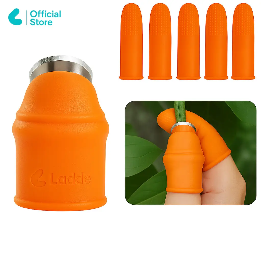 Ladde - Sarung Jari Karet 6 Pcs Sarung Jempol Silikon Potong Kupas Sayur Cover Pisau Jempol Pelindung Jari Silicone dengan Pisau Stainless Alat Kupas & Petik Sayur Buah