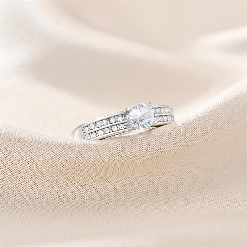 Nhẫn Thép Không Gỉ, 6mm, Hai Hàng Zircon, Phong Cách Cổ Điển Nhẫn Nữ, Thương Hiệu Thời Trang, Chất Liệu Thép Titan. 4