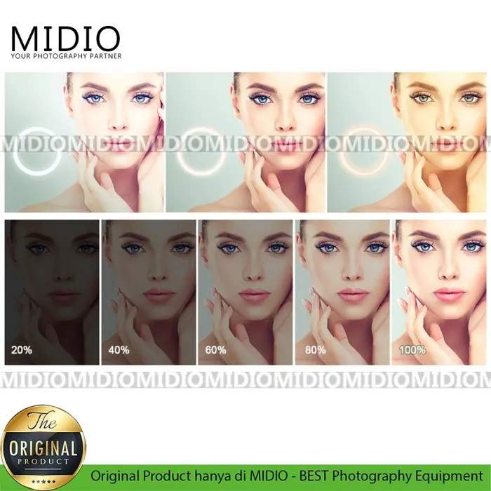 Ring Light BN26 Midio 26cm USB + Stand 2M untuk Live Streaming Vlogger + Holder U & Ball Head 3