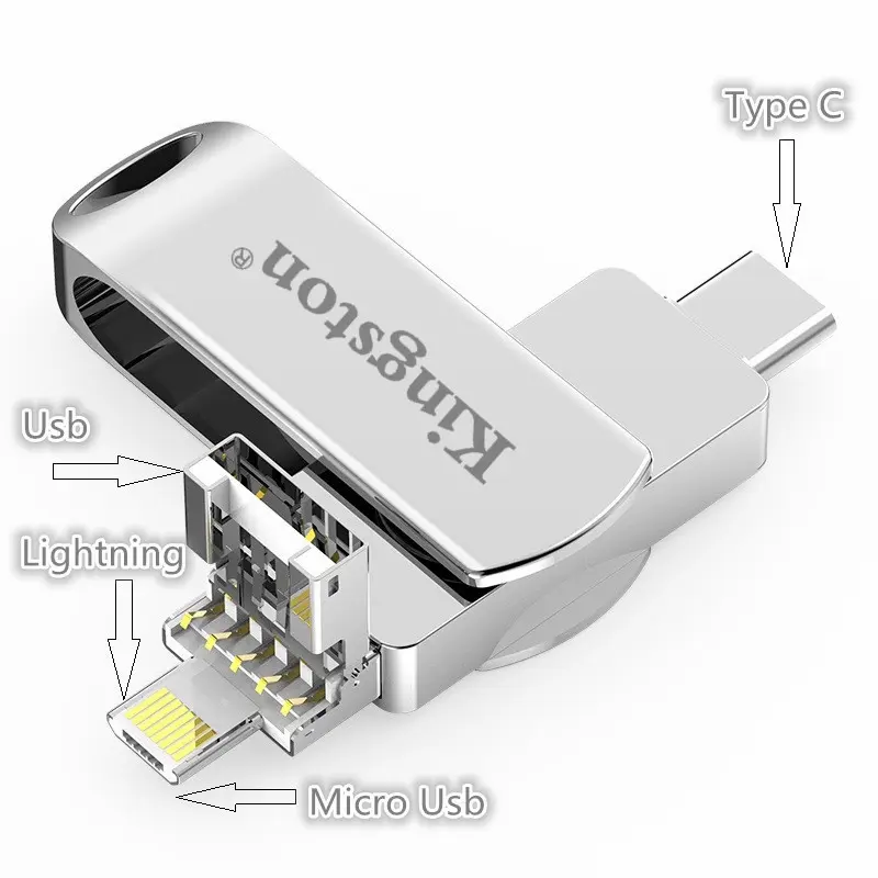 King  ston  Pen drive 4-in-1 Otg Usb Flash Drive 1TB Type-C Usb Memory Stick For Phone/Android/PC