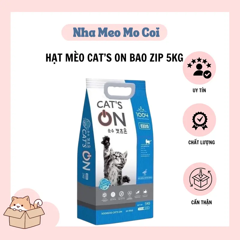 Thức ăn hạt cho mèo Cat's On 5kg Bao seal cho mèo trưởng thành 0