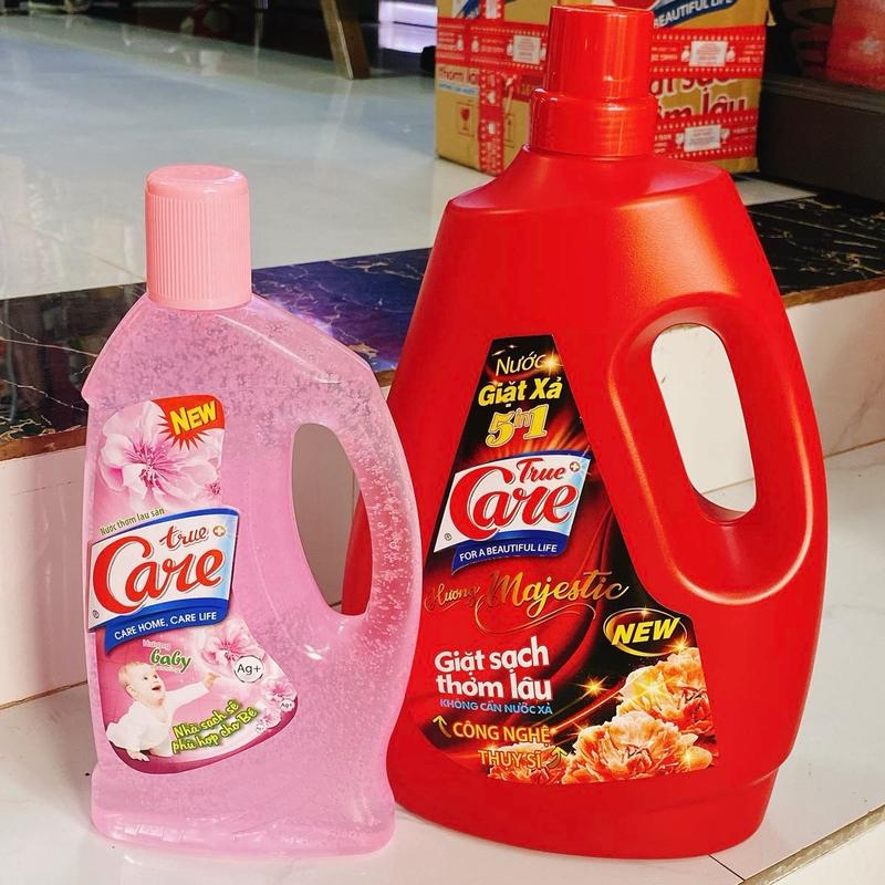 Combo Nước giặt xả  Mr Care (True Care) 5in1  Majestic 3Kg6, giặt xả sạch thơm lâu ( tặng 2gói nước xã vải thái + chai Lau sàn baby) Làm Sạch