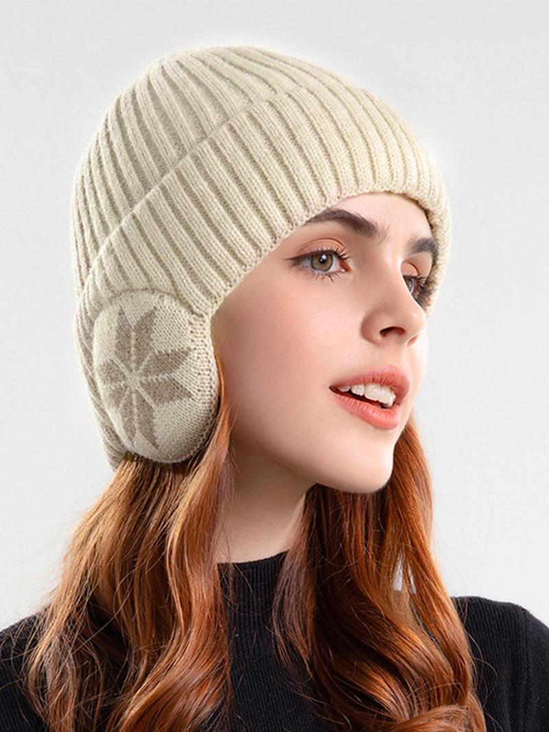 Product Introduction of Unisex Simple Style Beanie Hat with Ears Covering, Casual Knitted Beanie Hat for Men & Women, Warm Hat for Outdoor Activities, Best Friend Gifts 1