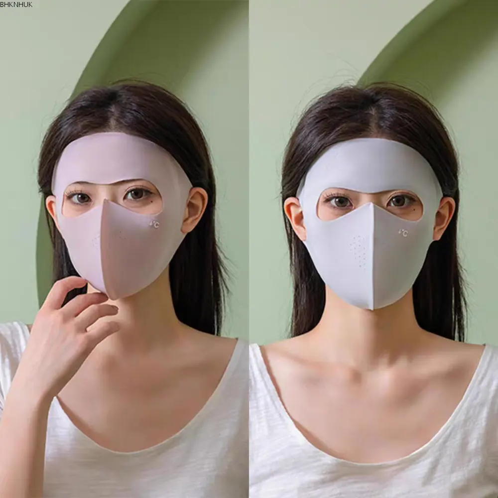 BHKNHUK Comfortable Polyester UPF50+ Sunscreen Mask Breathable Traceless Ice Silk Face Clothing Windproof Quick Drying UV Protection Mask Women