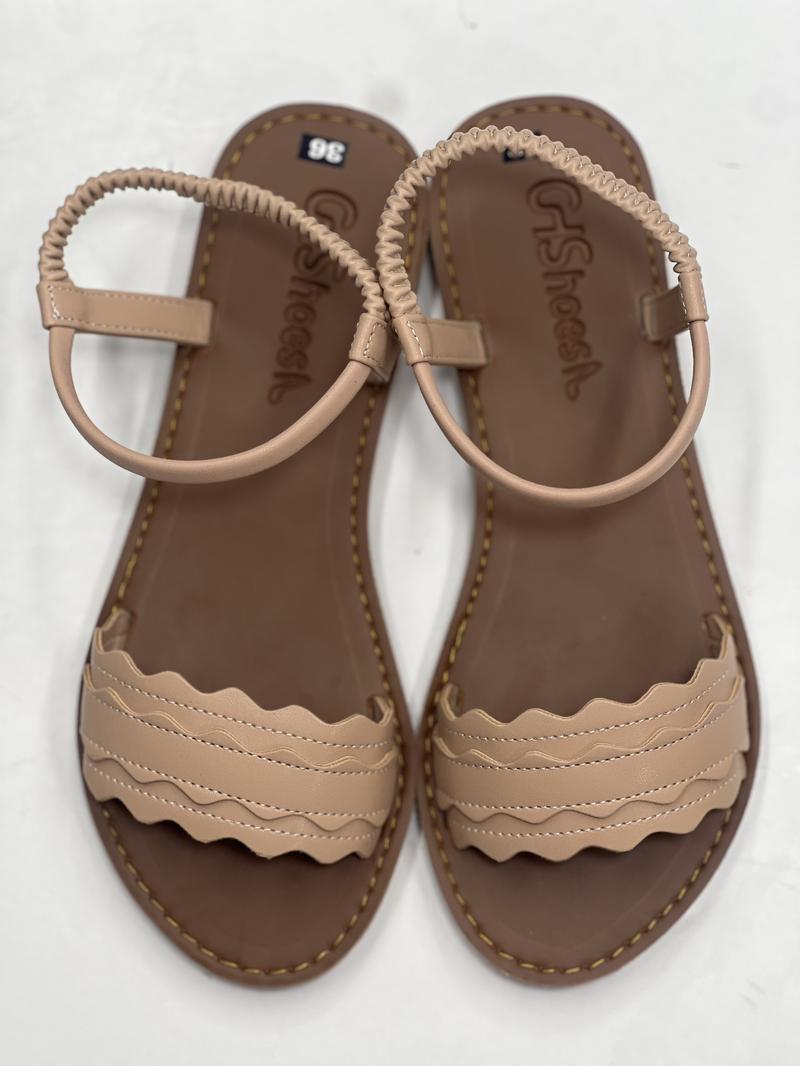 Product Introduction of GHShoes VD03 - Giày sandal nữ quai lượn sóng mũi tròn đi học đi chơi DéP đi chơi đi làm Chân đế phẳng (1 cm trở xuống) Dép xăng đan Jean Đế Bằng dép  nữ ngang thấp 1402 19