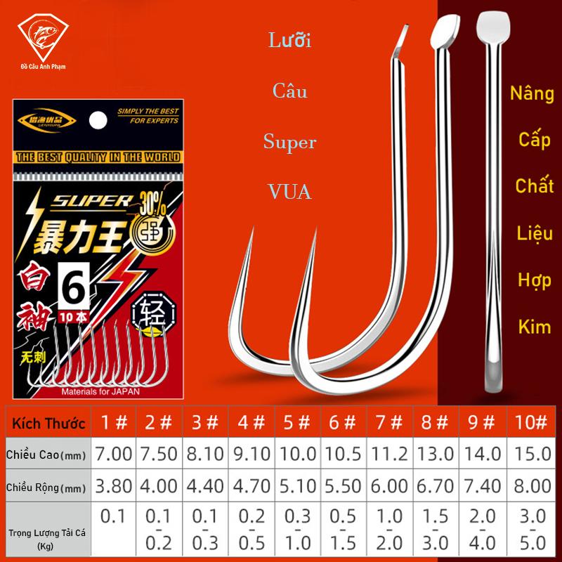 Lưỡi Câu Cá Super Không Ngạnh Chuyên Rô - Diếc Chất Liệu Titan Cao Cấp Vỉ 10 Lưỡi LC-21 Đi Câu Fishing