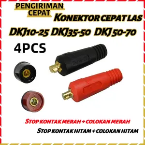 2 Set Konektor Kabel Las DKJ 10-25 35-50 50-70 Famele-Male Konektor Mesin Las Listrik Full Tembaga 10mm - 70mm Welding Machine Socket