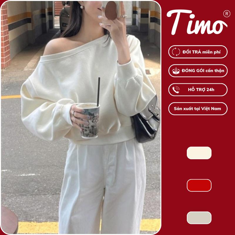   TOP BÁN CHẠY  Áo nỉ 2 da trễ vai Áo nỉ trễ vai from rộng dáng ngắn mặc được 2 kiểu cách điệu chất nỉ 2 da hot trend phong cách Hàn Quốc AOT185 