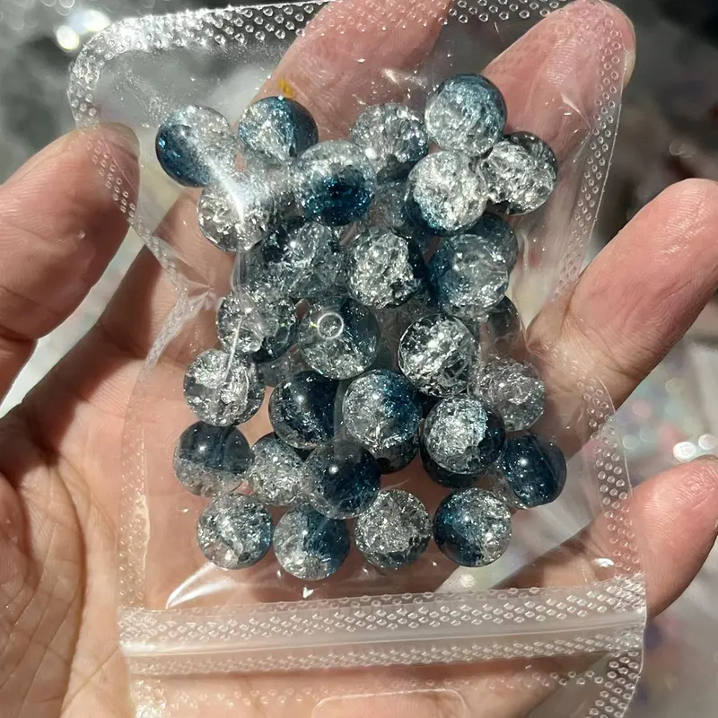 1 Pack 10mm Glitter Glass Bead, Diy Jewelry Making Supplies for Bracelet Necklace, Creative DIY Crafts Bead Charm 8