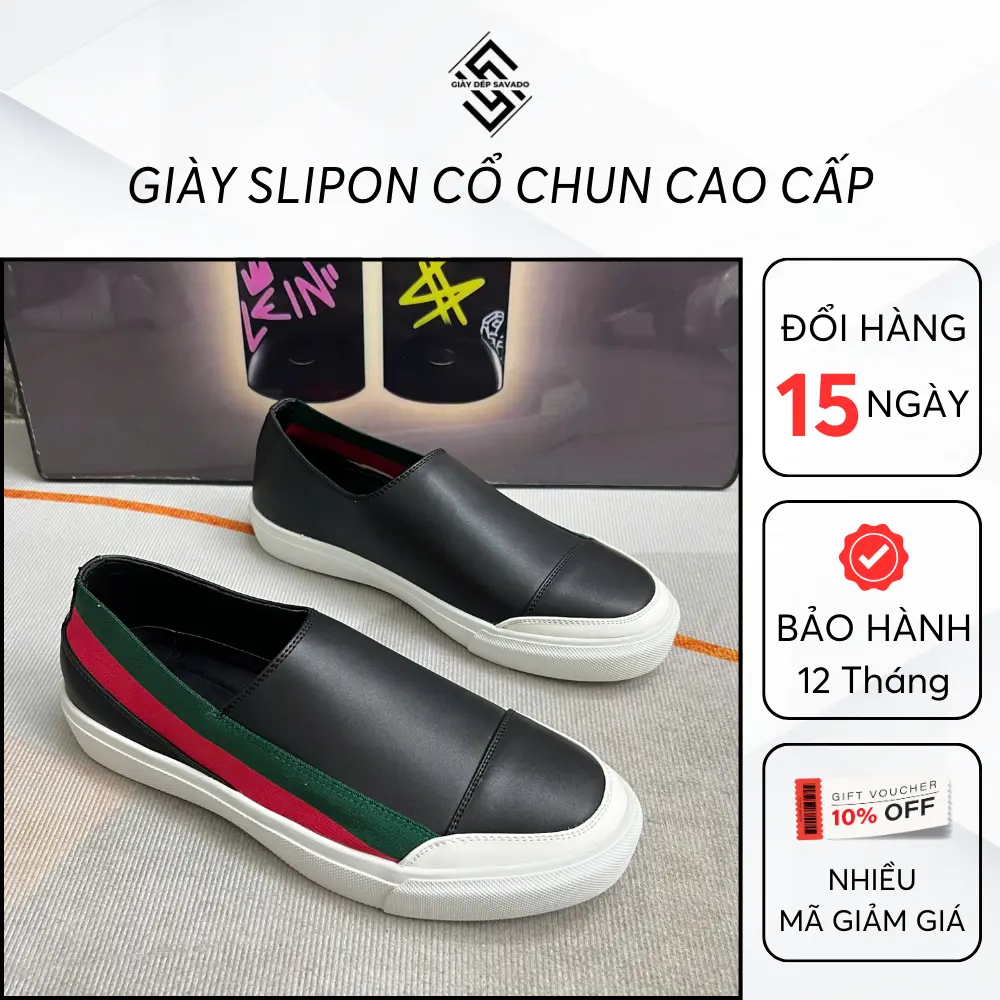 Giày Slipon Nam Gu.Chì Cổ Chun Ôm Chân Cao Cấp Chất Liệu Da Đế Cao Su Hàng Fullbox (GC88)