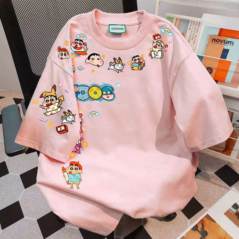 Áo Thun ngắn Tay 100% Cotton, Quần Áo Bán Chạy, Dành Cho Nam Và Nữ, Hàng Mới Về Mùa Hè, In Hình Shin-chan Bút Chì Màu Thiết Kế Đẹp, Áo Đôi Cao Cấp, Hợp Xu hướng, Năm 2025 Menswear Cổ Tròn 3