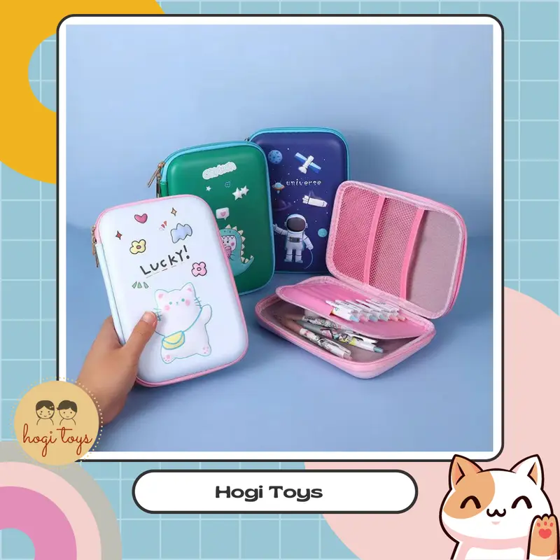 Kotak Tempat Pensil Anak 3D Timbul Impor Hardcase Besar Motif Animal Unicorn Stationery 0