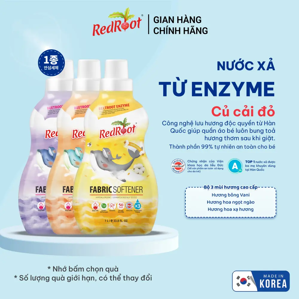 Nước Xả Cho Trẻ Redroot Công Thức Lưu Hương Độc Quyền Từ Hàn Quốc, Đậm Đăc Chai 1000ml Chính Hãng