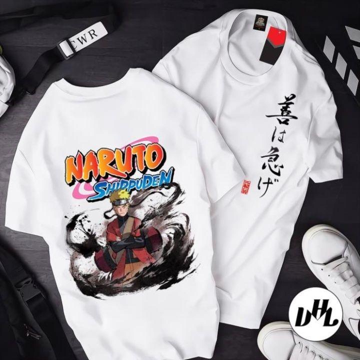 Áo thun trắng Naruto , áo phông Naruto ( muốn mặc thoải mái thì tăng lên 1 sz ) Menswear Nam Top Cổ Tròn