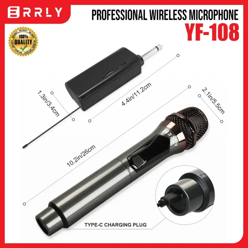 ERRLY YF-108 Mic Microphone Karaoke Profesional Wireless UHF Mic Chargeable Microfon YF108 KARAOKE KTV Charge 3