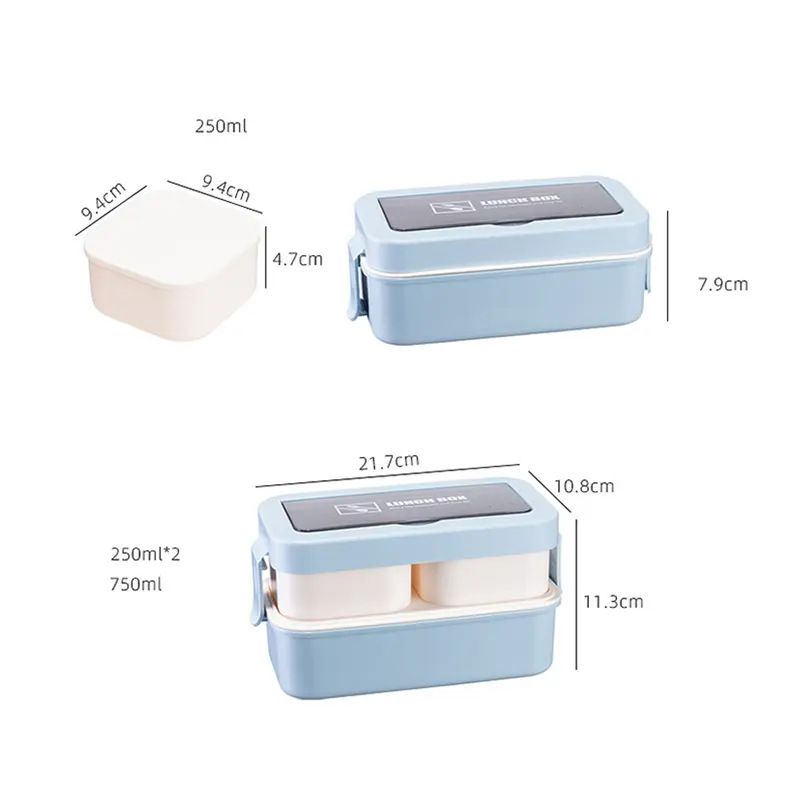 LUNCHBOX KOTAK MAKAN ANTI TUMPAH 2 SUSUN KOTAK BEKAL PREMIUM BPA FREE 3