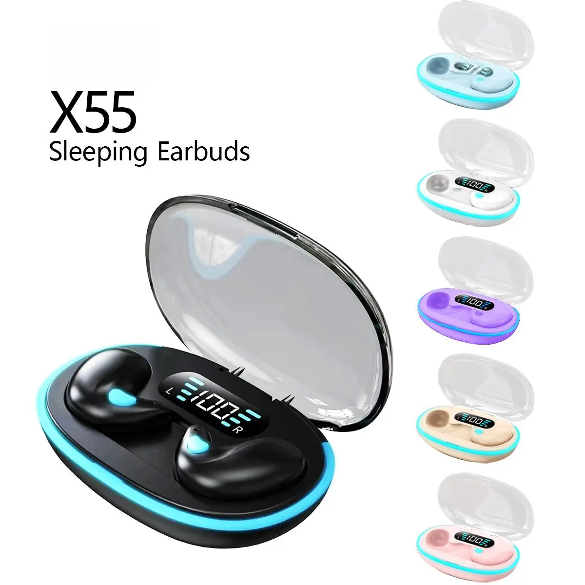 Tai Nghe Nhét Tai Nghe Khi Ngủ, X55, Âm Thanh Nổi Hi-Fi, Không Thấm Nước, Mic Tích Hợp, Khử Tiếng Ồn, Tương Thích Với iPhone Và Android, Điều Khiển Cảm Ứng, Tai Nghe
