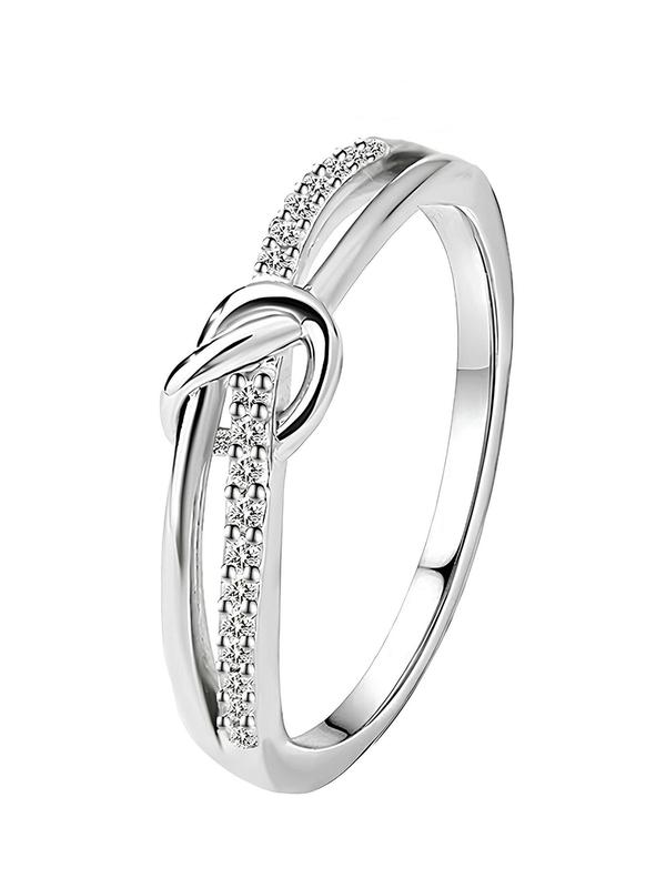 Women's Elegant Knot Design Ring, Exquisite Trendy Ring, Fashionable Jewelry for Women As Engagement Anniversary Party Jewelry Gift 0