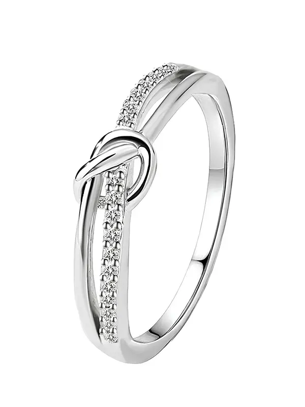 Women's Elegant Knot Design Ring, Exquisite Trendy Ring, Fashionable Jewelry for Women As Engagement Anniversary Party Jewelry Gift 0