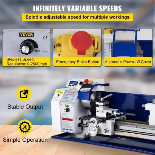 Mesin Bubut Mini Lathe Bench Brushless 1.25KW Direct Drive Motor - MX-S650 3