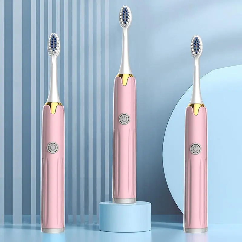 Plain Electric Toothbrush With 4pcs Replaceable Brush Heads (1 Piece), Rechargeable Teeth Cleansing Brushing Tool for Adults Women Men