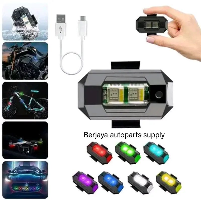 Lampu LED Kedip Model Pesawat Universal Sepeda Motor Mobil Velco USB Charger Flash Drone 7 Mode Warna 0