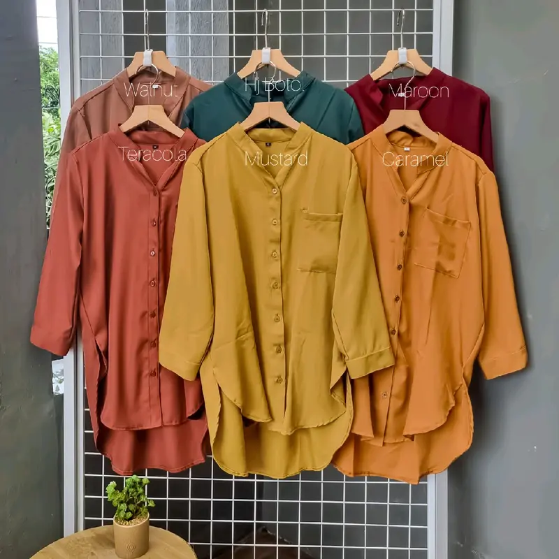 ThiniStore - Nabil Shakila kemeja atasan semi tunik polos casual kantor terkini Shakila Premium Muslim Katun  Wanita Baju Lembut  viral 4