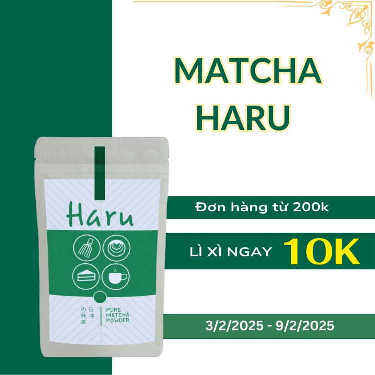 Mẫu Thử Bột Trà Xanh Matcha Haru Nhật Bản Chính Hãng Dùng Trong Pha Chế, Trà Đạo Tiện Lợi Gói 20gram. Vị Không Chua matcha  ceremonial bột  matcha