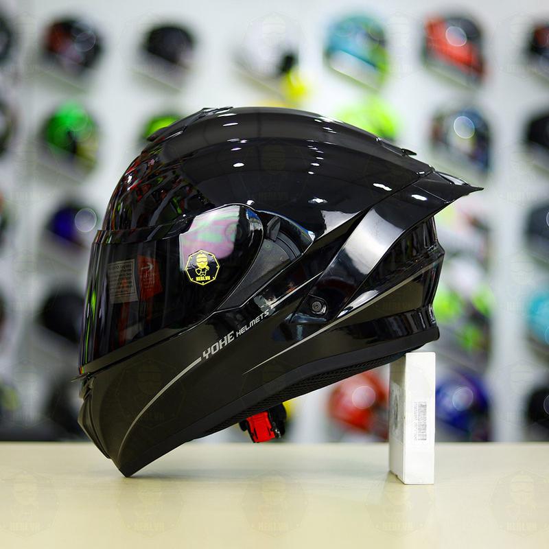[Chính Hãng Bảo Hành 36 tháng] Mũ Fullface 2 Kính Yohe 981 Đen Bóng Kính REVO Lên Đuôi Gió PISTA GPRR Cực Đẹp Helmet Nón Bảo Hiểm