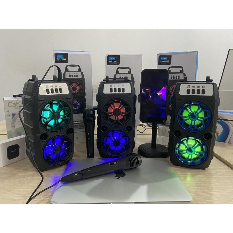 Loa bluetooth kèm micro hát karaoke CL-97 ( hoặc 2311)  ( Miễn Ship ) - loa tích điện không dây mini có khe cắm thẻ nhớ và usb - âm thanh lớn 2