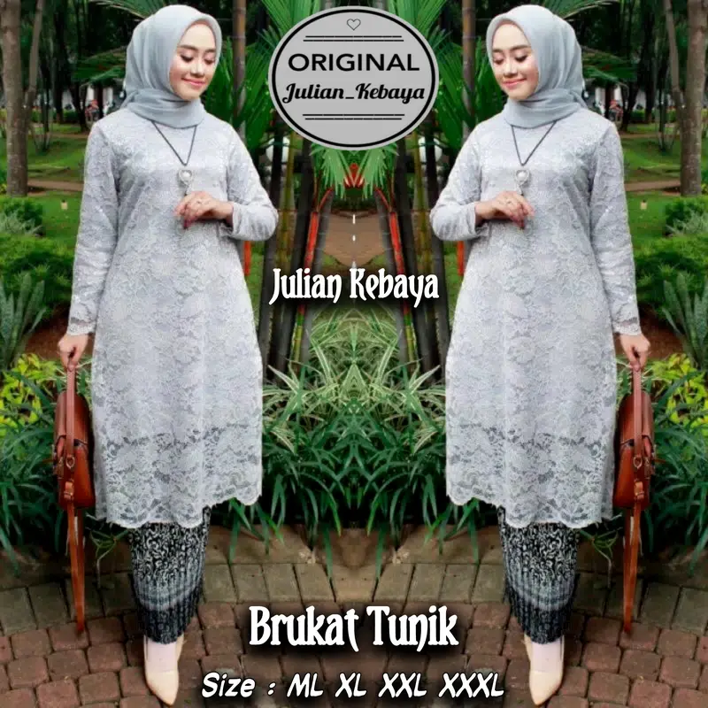 Setelan Kebaya Brukat Tunik Modern Jumbo / Kebaya Wisuda / Kebaya Pesta Kondangan Baju Batik Tebal Brokat Dress Wanita Atasan set Panjang Lamaran  Mewah Remaja Dewasa 3