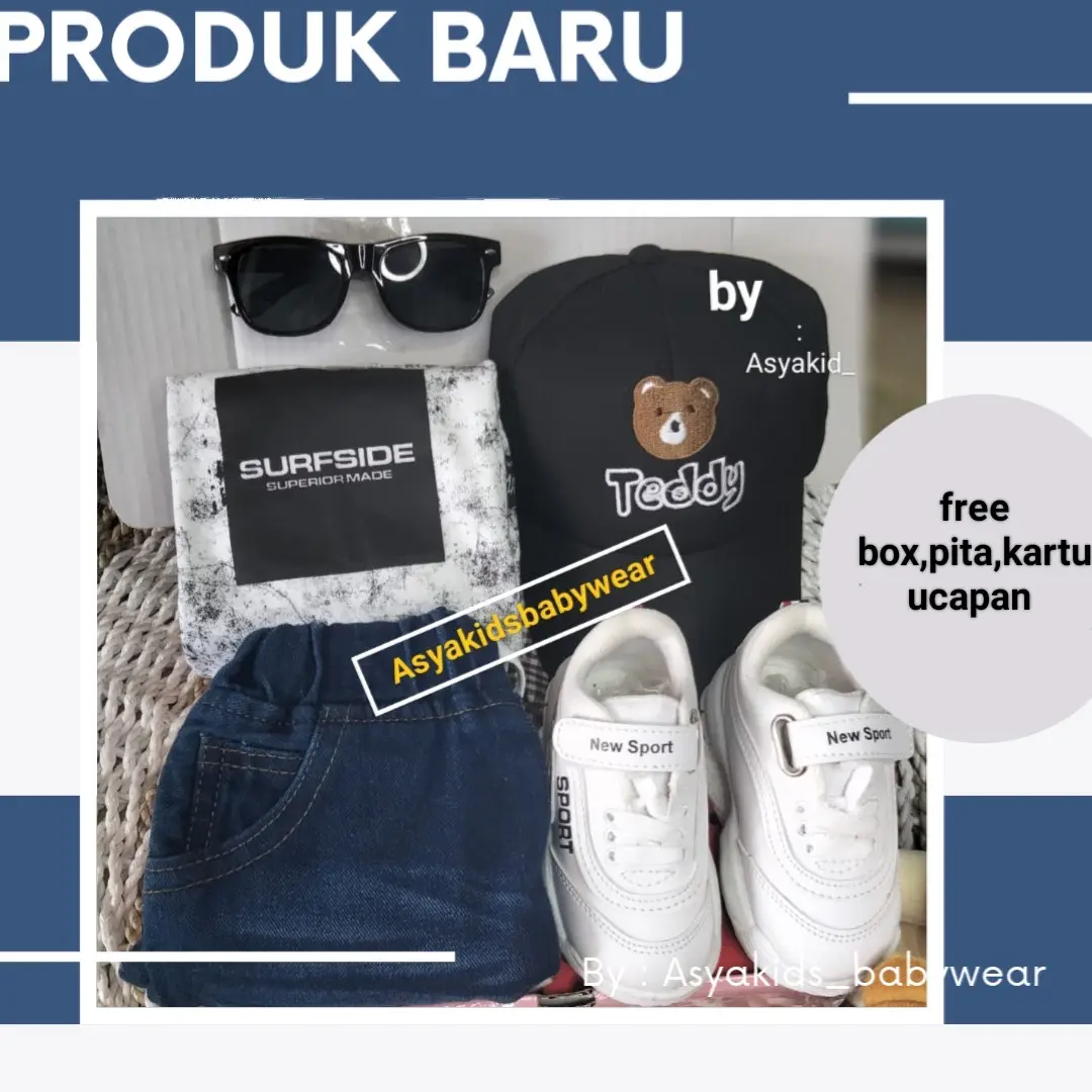 Paket set hampers hadiah ulang tahun anak laki-laki usia 1-4 tahun celana jeans Cowok Nyaman Lembut Katun